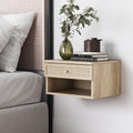 Rattan & Wood Floating Nightstand