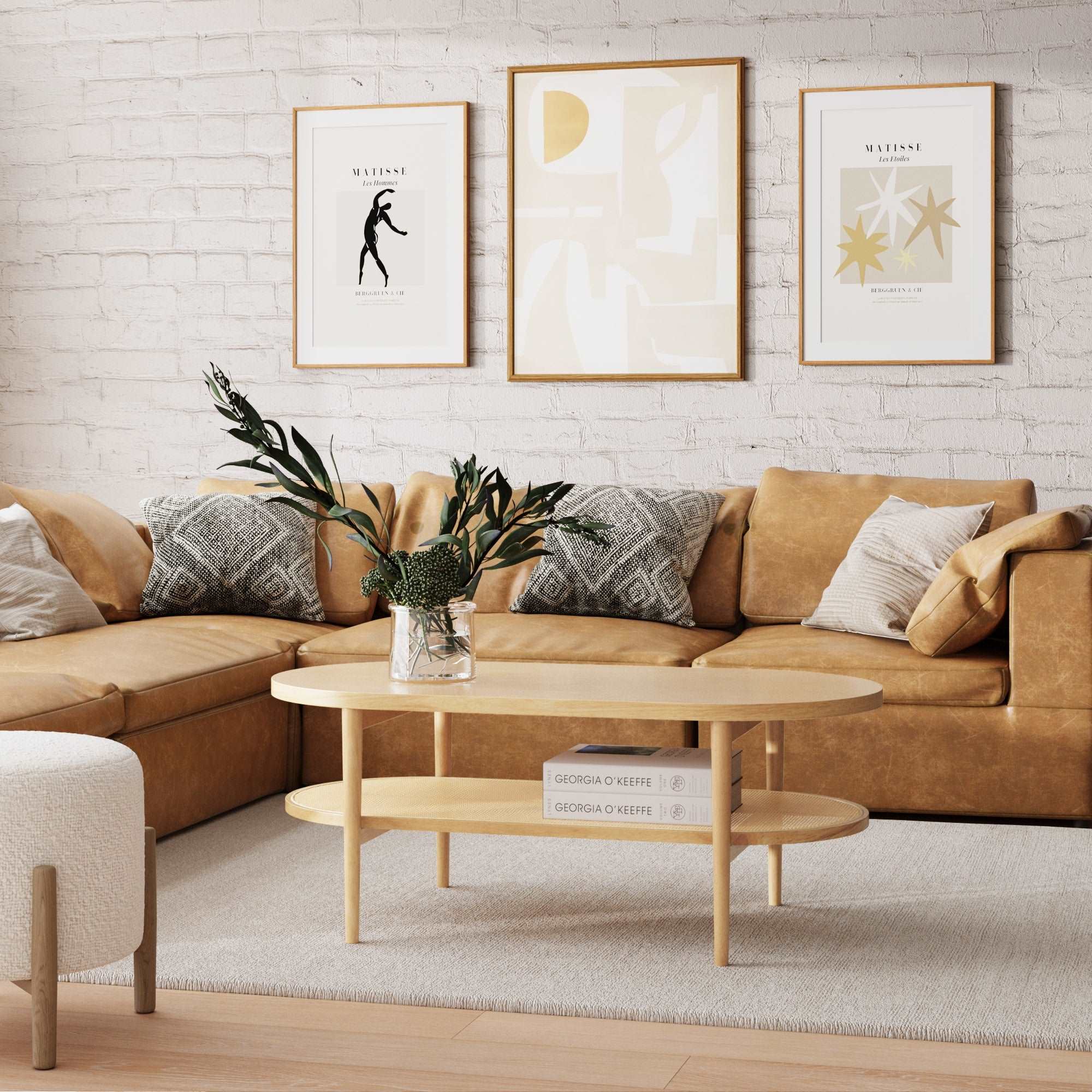 Wood & Rattan Oval Coffee Table