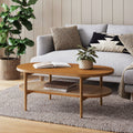 Wood & Rattan Oval Coffee Table