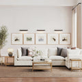 Glass 3-Piece Coffee Table Living Room Set with Rattan Shelf