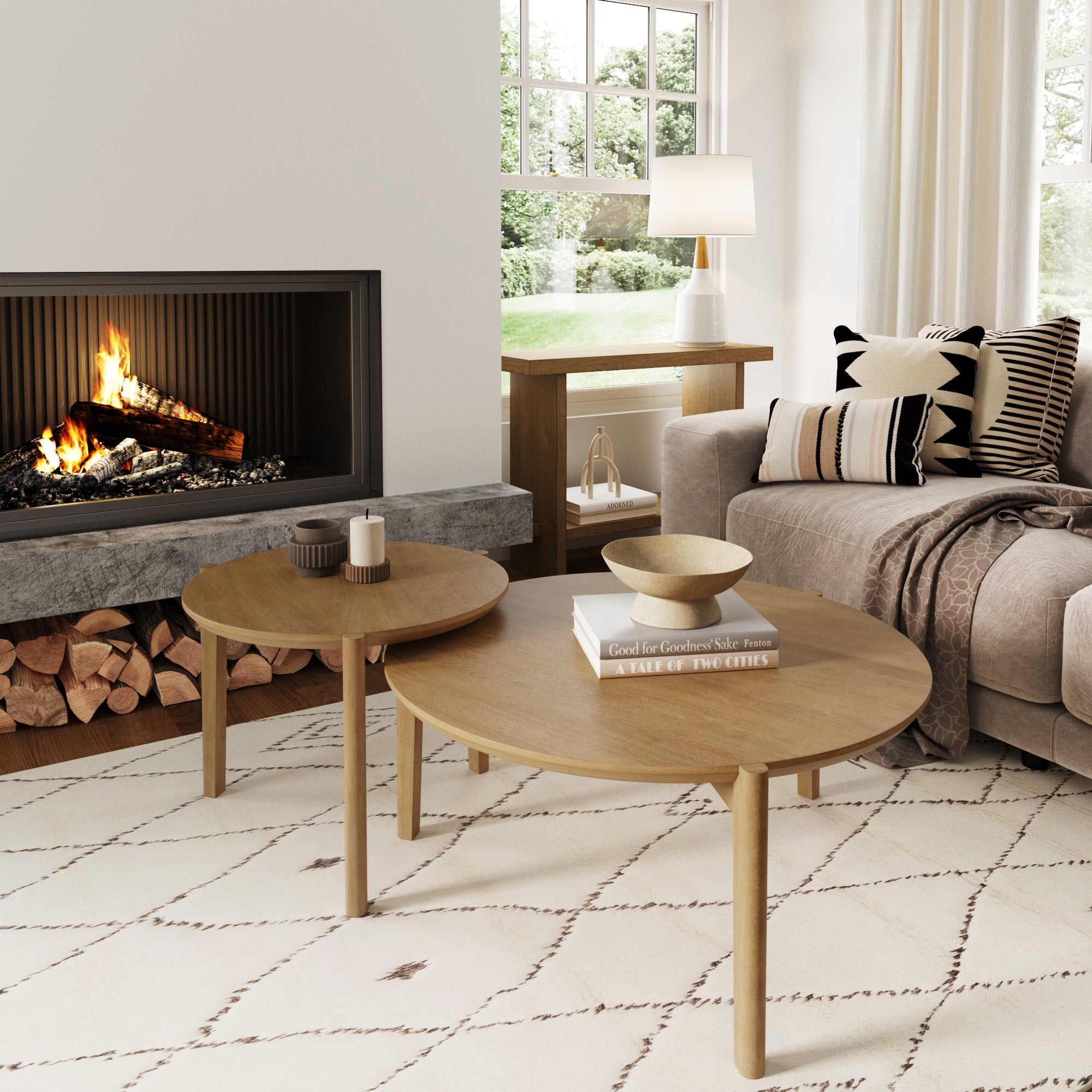 Mid-Century Round Nesting Coffee Table Set