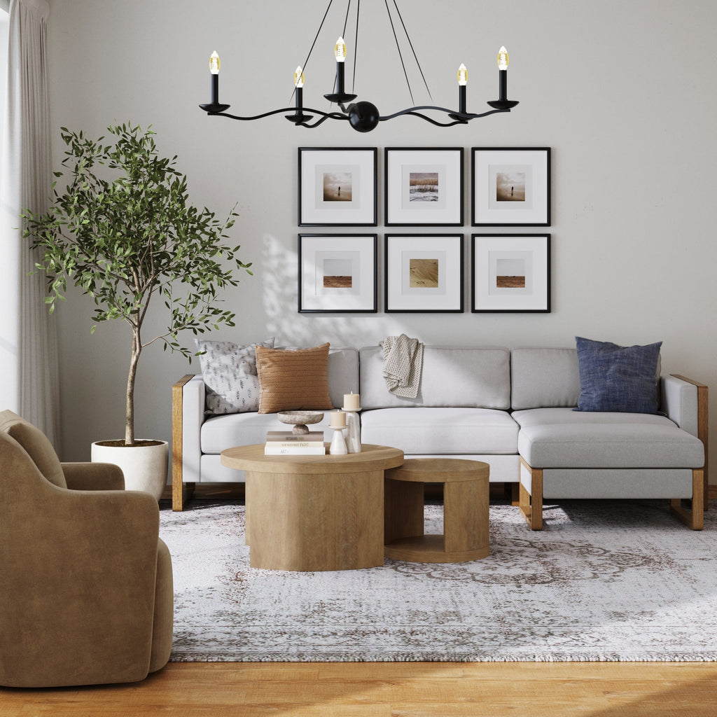 Round Wood Nesting Coffee Table Set