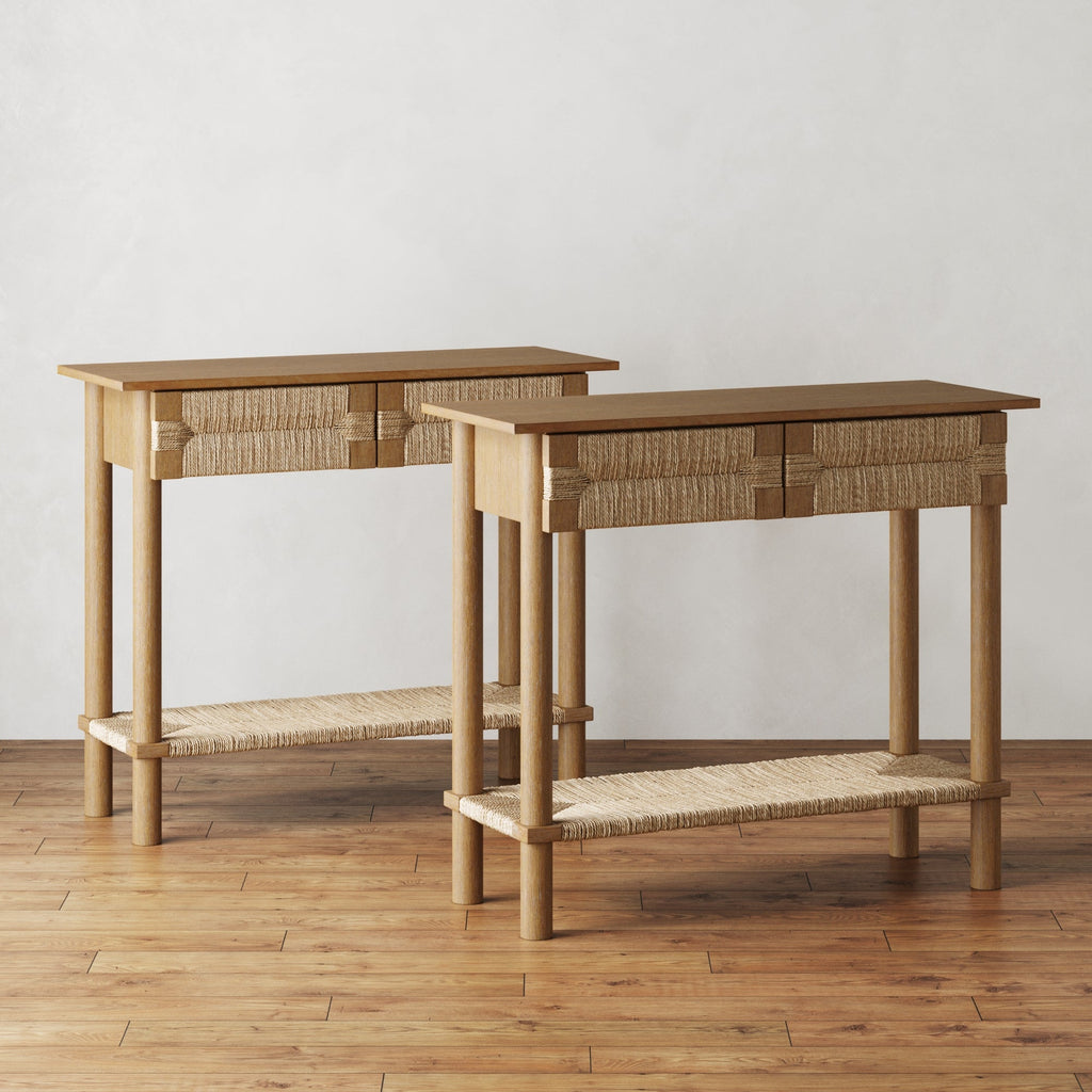 Boho Seagrass Console Table