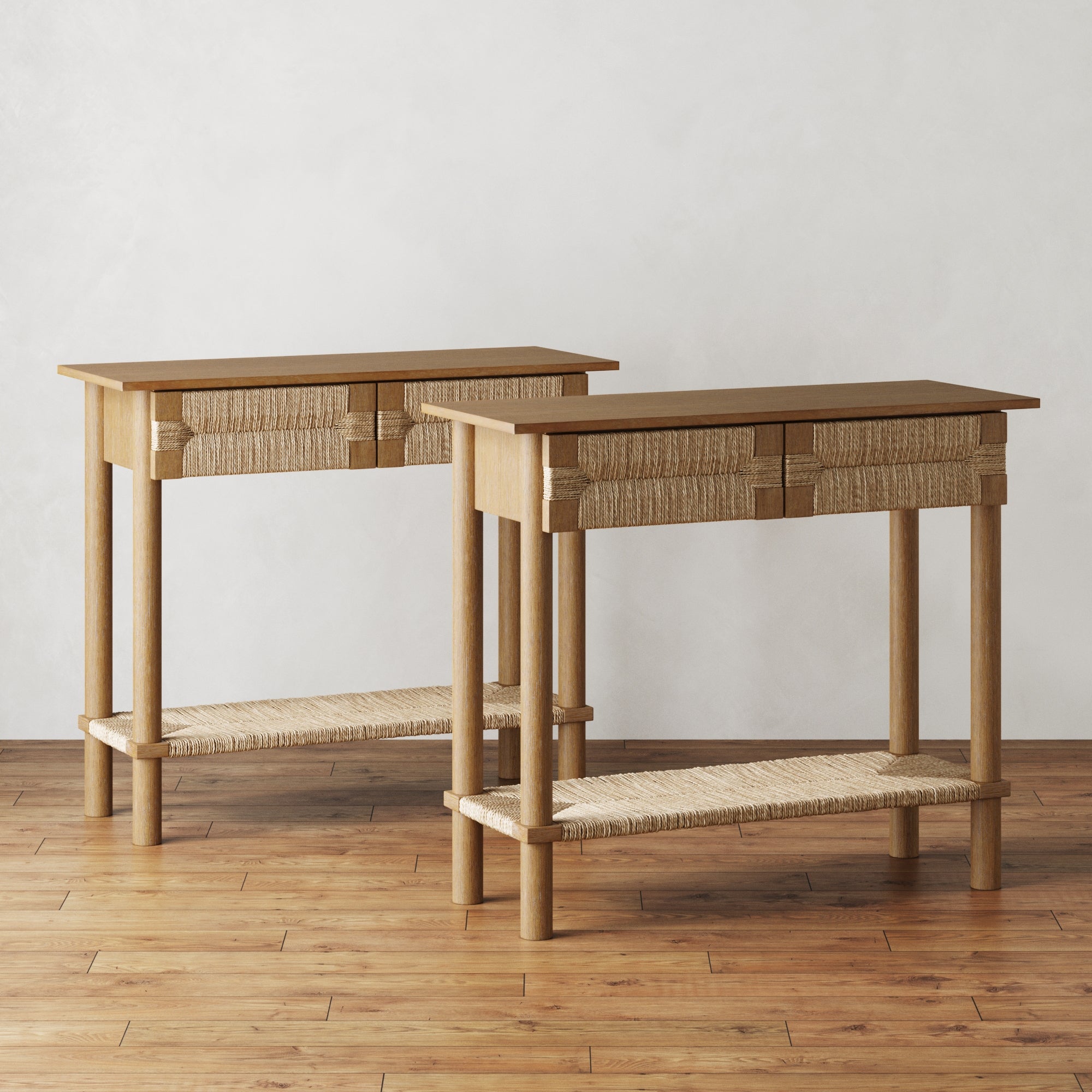 Boho Seagrass Console Table