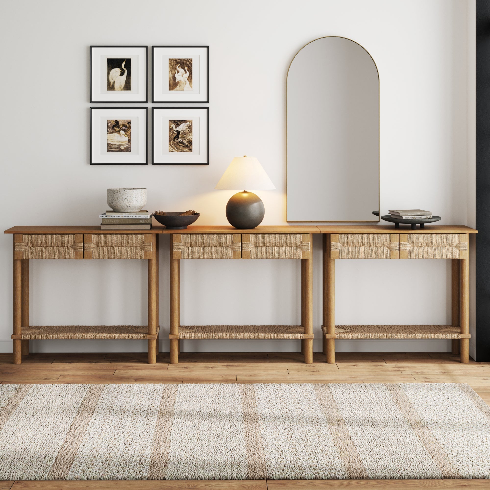 Boho Seagrass Console Table