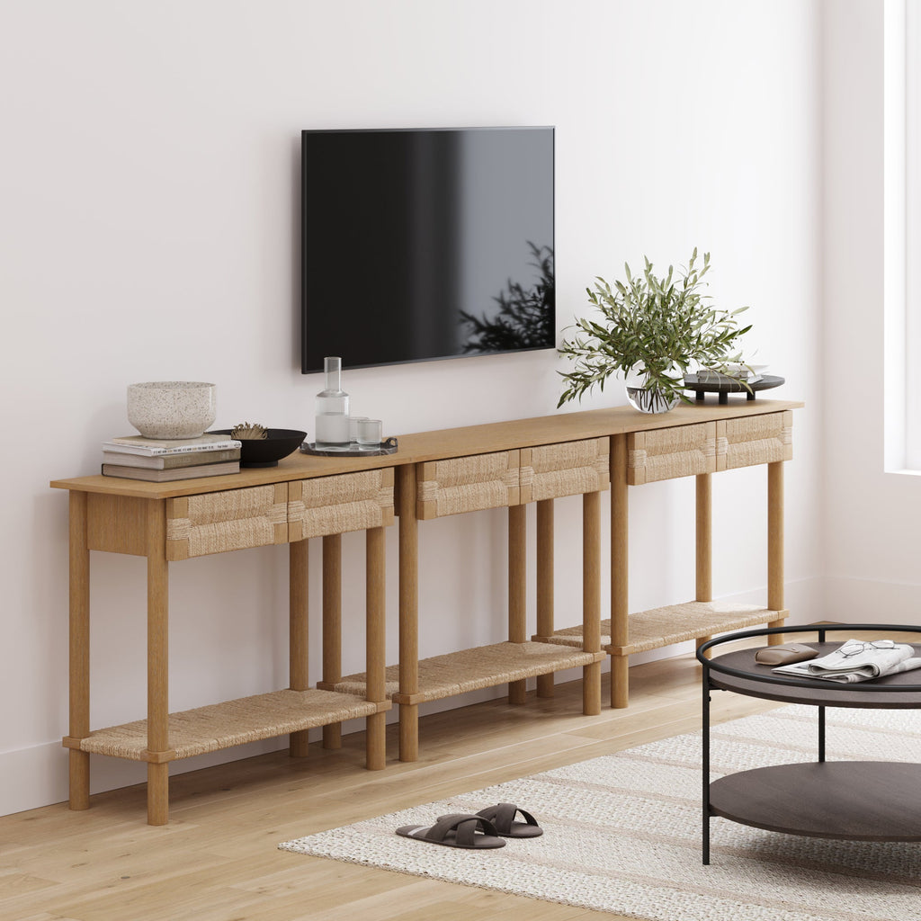 Boho Seagrass Console Table