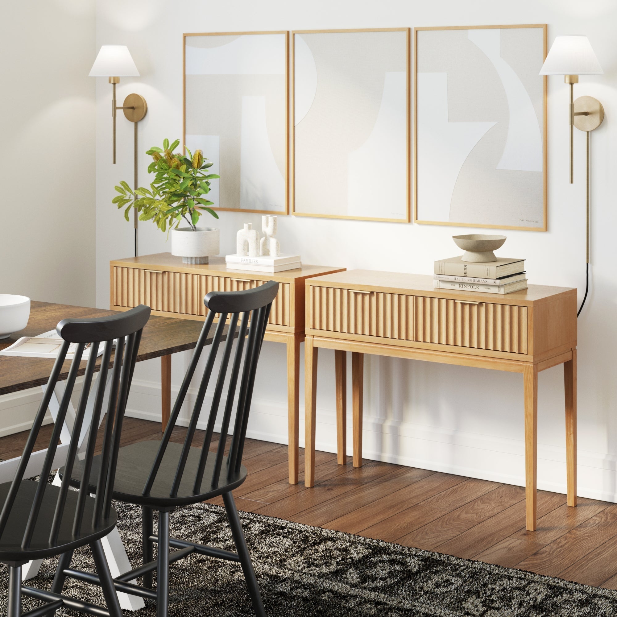 Mid-Century Fluted Console Table