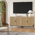 Boho Rattan TV Console for TVs up to 65" with Metal Legs