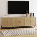 Boho Rattan TV Console for TVs up to 75" with Metal Legs