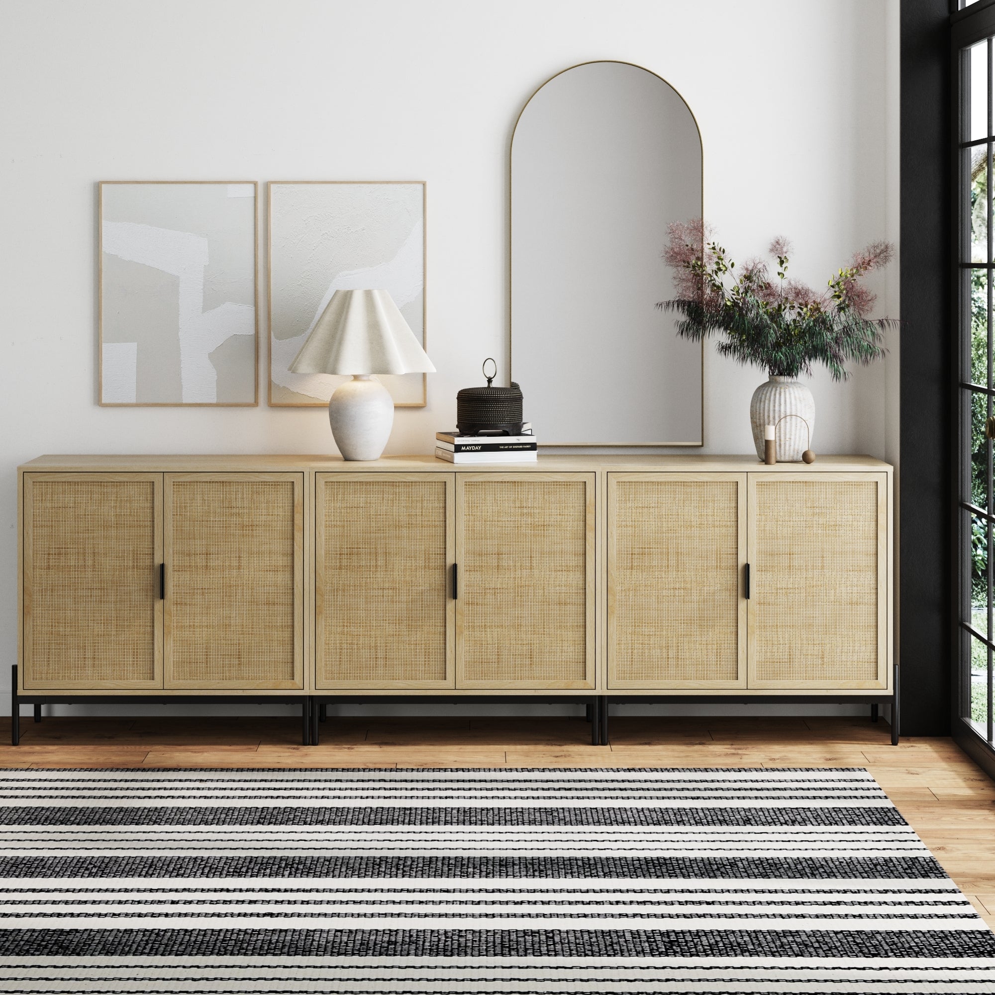 Rattan Storage Cabinet Credenza