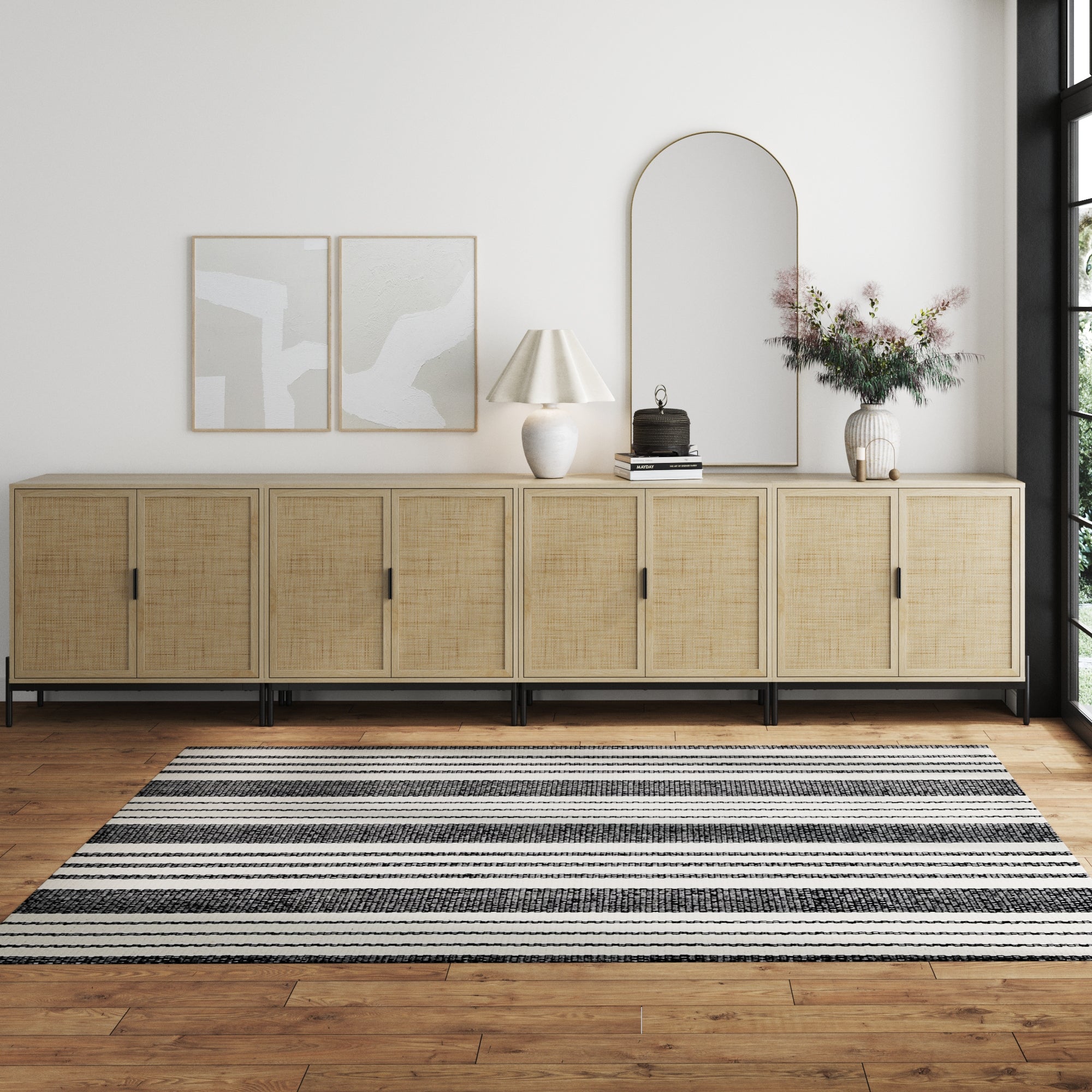Large Rattan Credenza Console Table