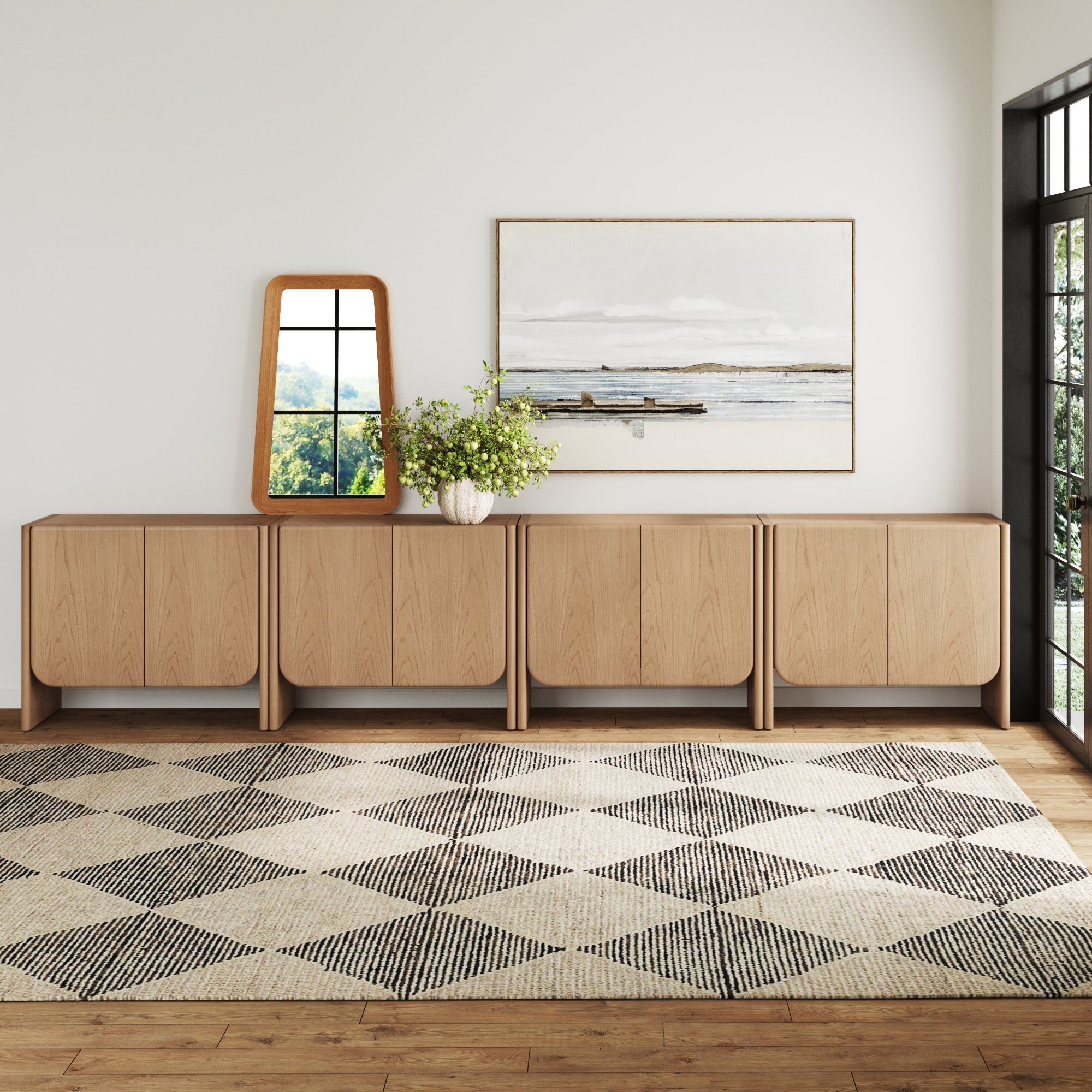 Rounded Wood Accent Cabinet or Large Credenza