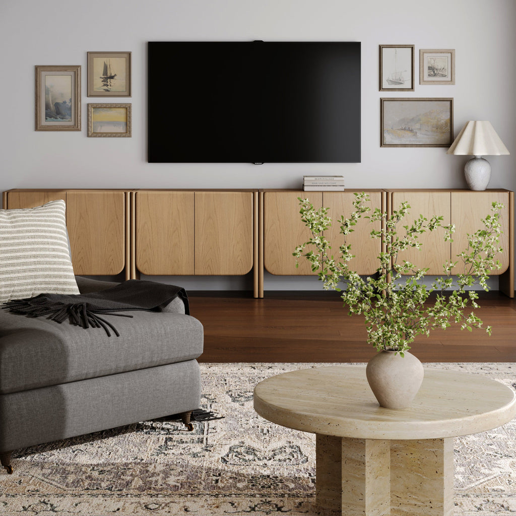 Rounded Wood Accent Cabinet or Large Credenza