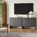 Rounded Wood TV Console Cabinet Black Oak for TVs up to 65"