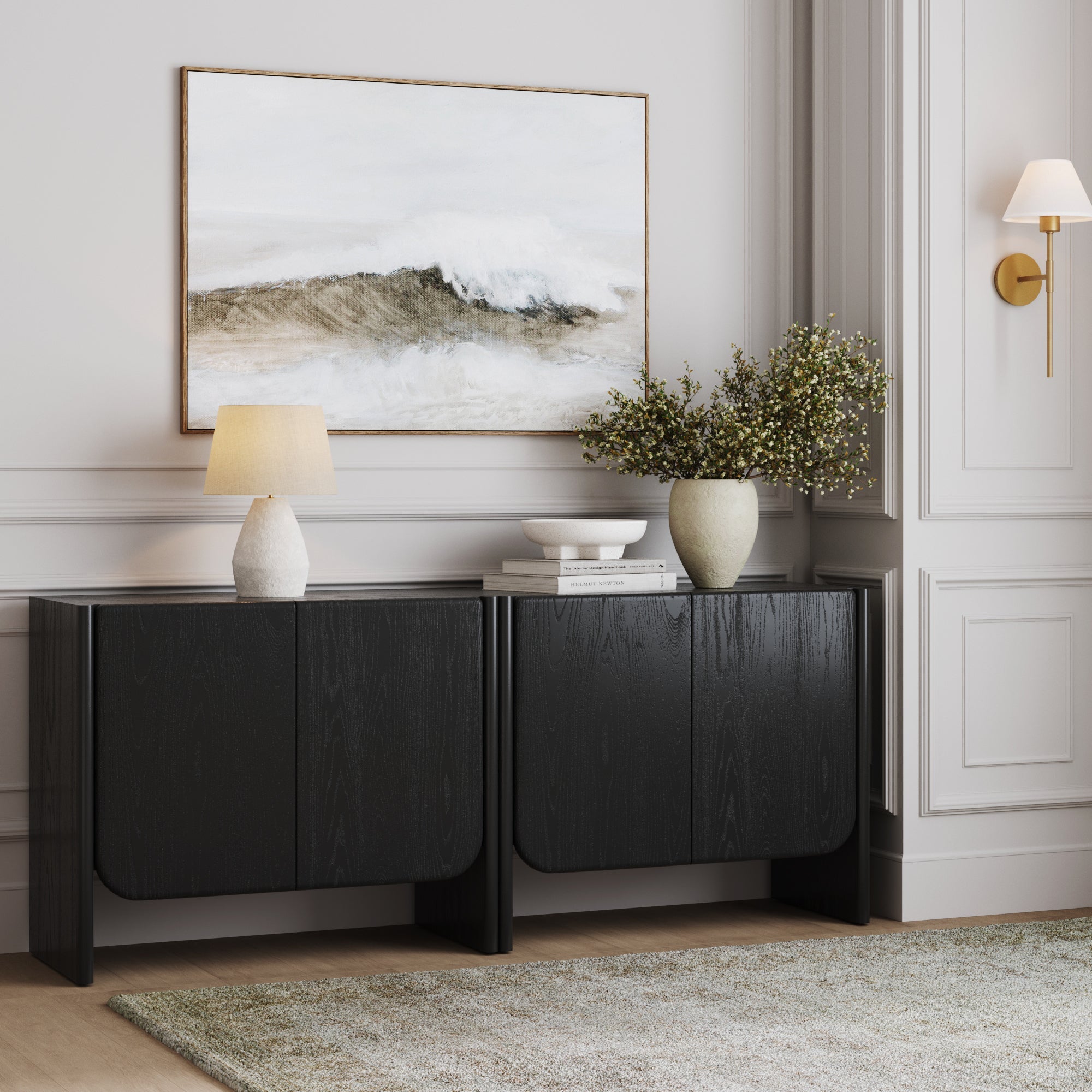 Rounded Wood Cabinet Credenza