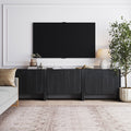 Rounded Wood TV Console Cabinet Black Oak for TVs up to 75"