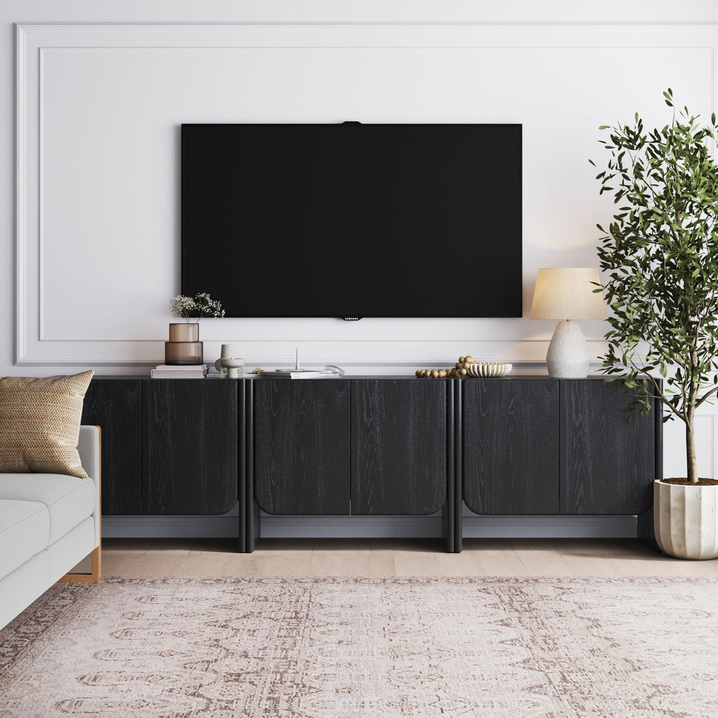 Rounded Wood Cabinet Credenza