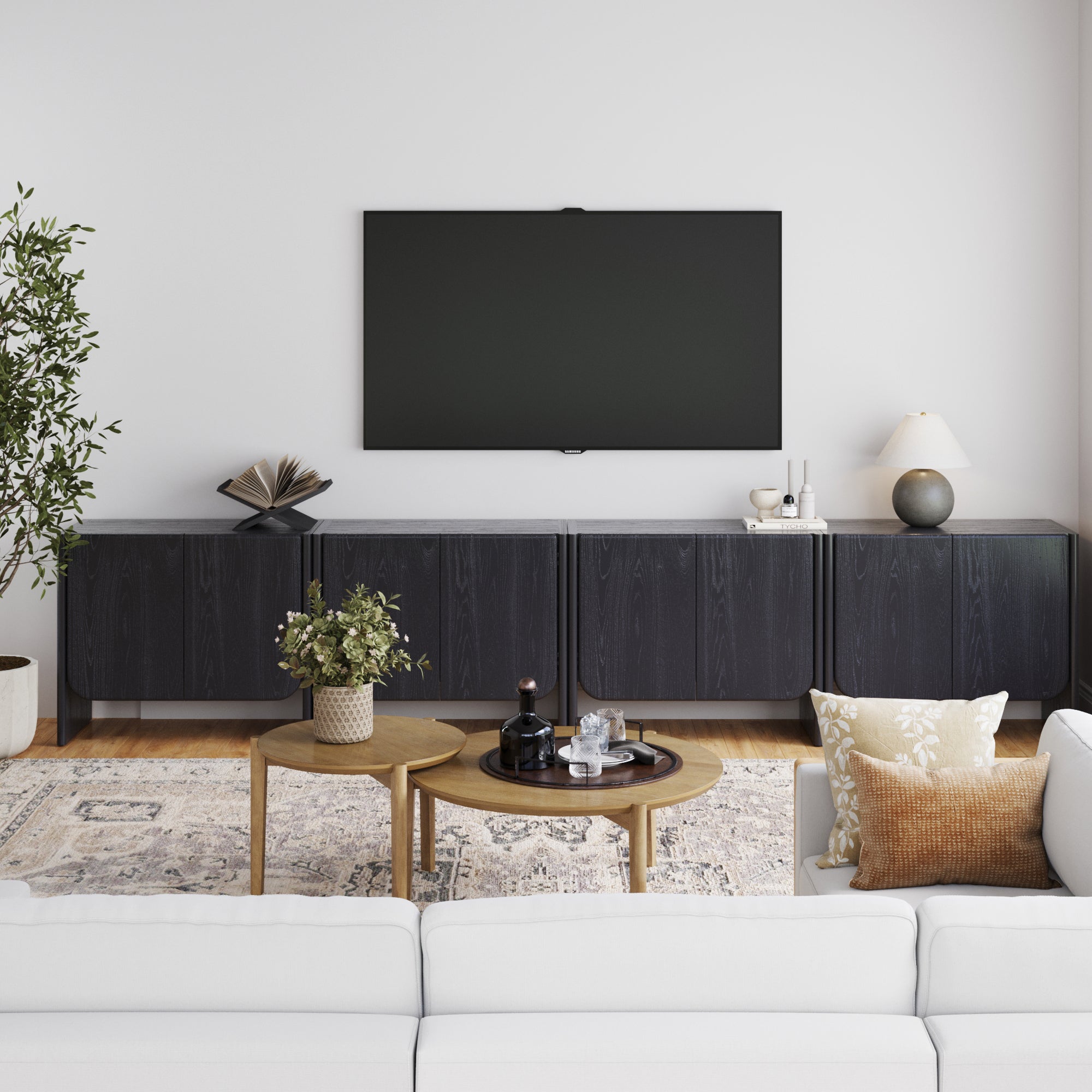 Rounded Wood Accent Cabinet or Large Credenza