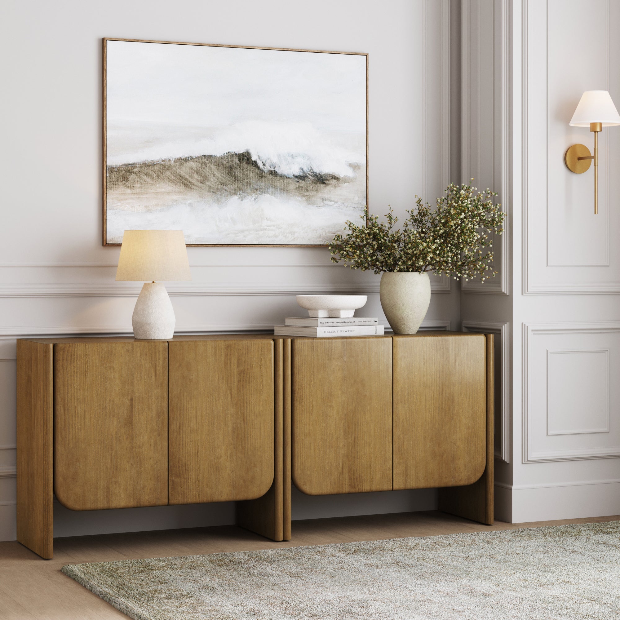 Arched Wood Accent Cabinet or Kitchen Credenza
