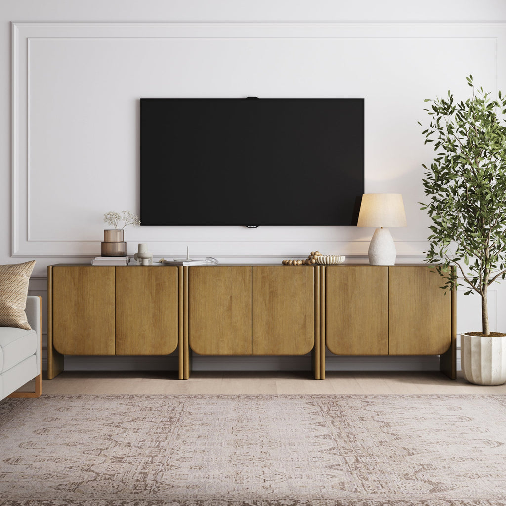Arched Wood Accent Cabinet or Kitchen Credenza