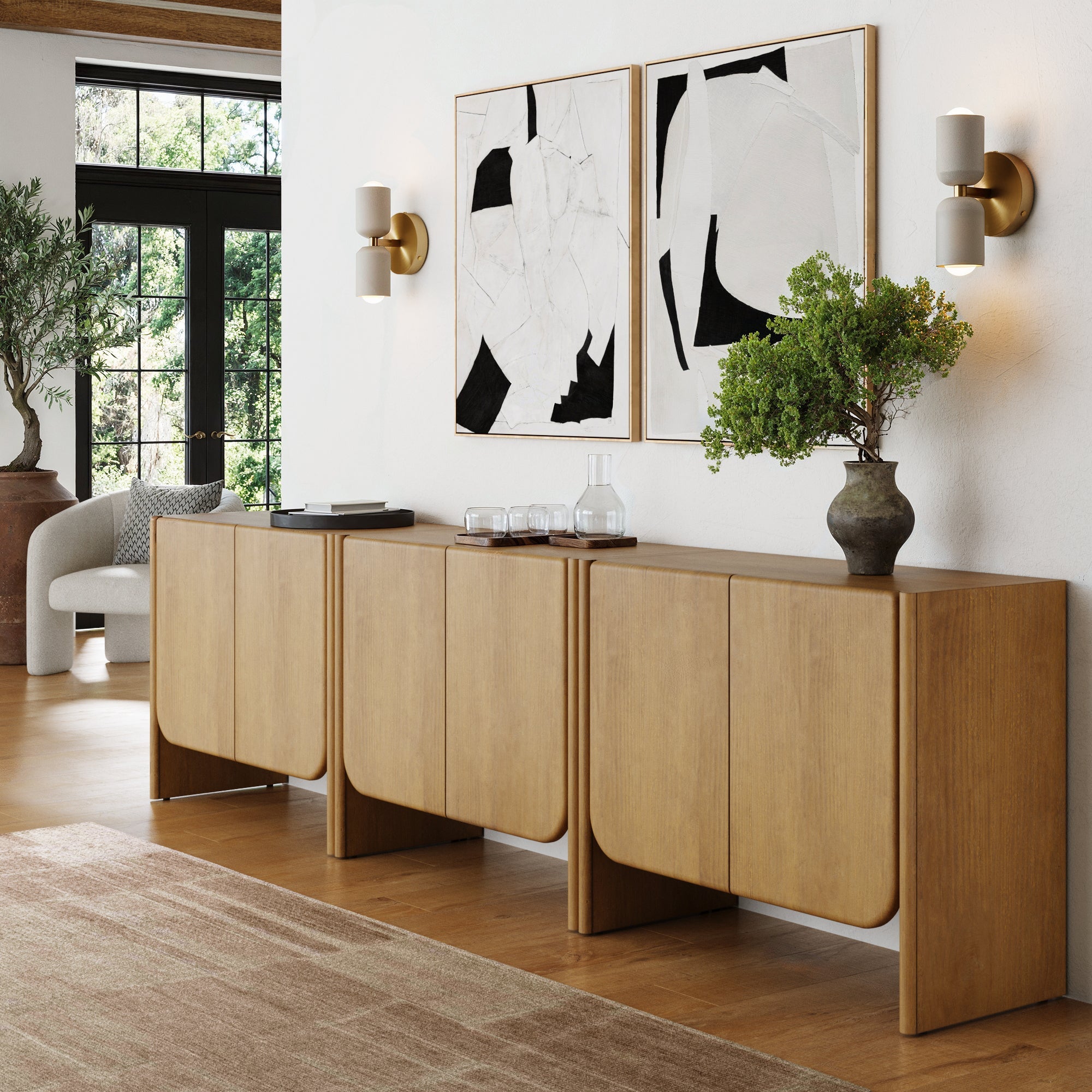 Arched Wood Accent Cabinet or Kitchen Credenza