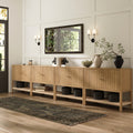 Grooved Door Credenza Storage Cabinet