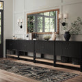 Grooved Door Large Credenza Storage Cabinet