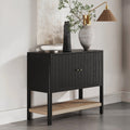 Mid-Century Grooved Door Storage Cabinet