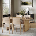 Rattan Dining Table with Flax Upholstered Chair Set of 4