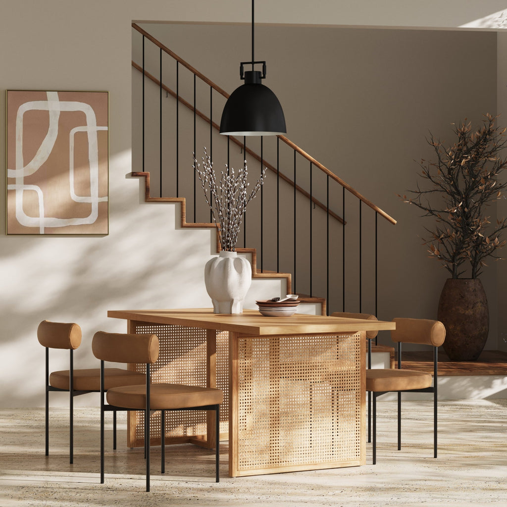 Mid-Century Faux Leather Dining Set (4 Chair)