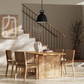 Woven Faux Leather & Rattan Dining Set (4 Chair)