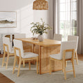 Bohemian Wood & Boucle Dining Set (6 Chair)