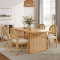 Bohemian Rattan & Boucle Dining Set (4 Chair)