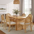 Bohemian Rattan & Boucle Dining Set (6 Chair)