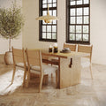 Boho Solid Wood Dining Set Light Brown (4 Chair)