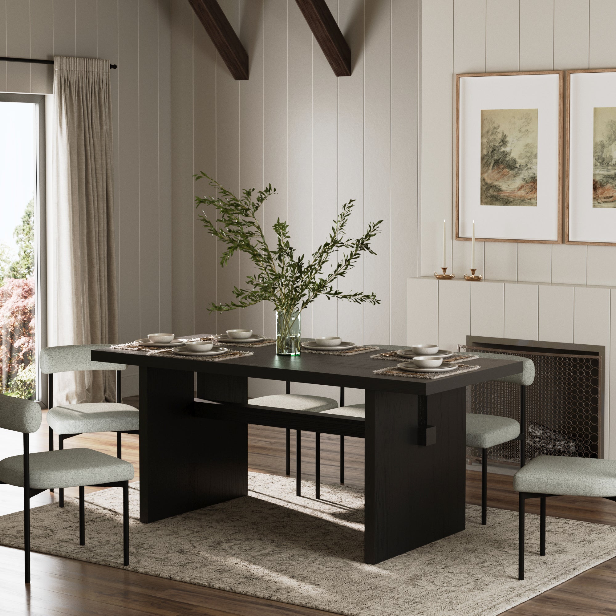 Wood Modern Farmhouse Dining Table