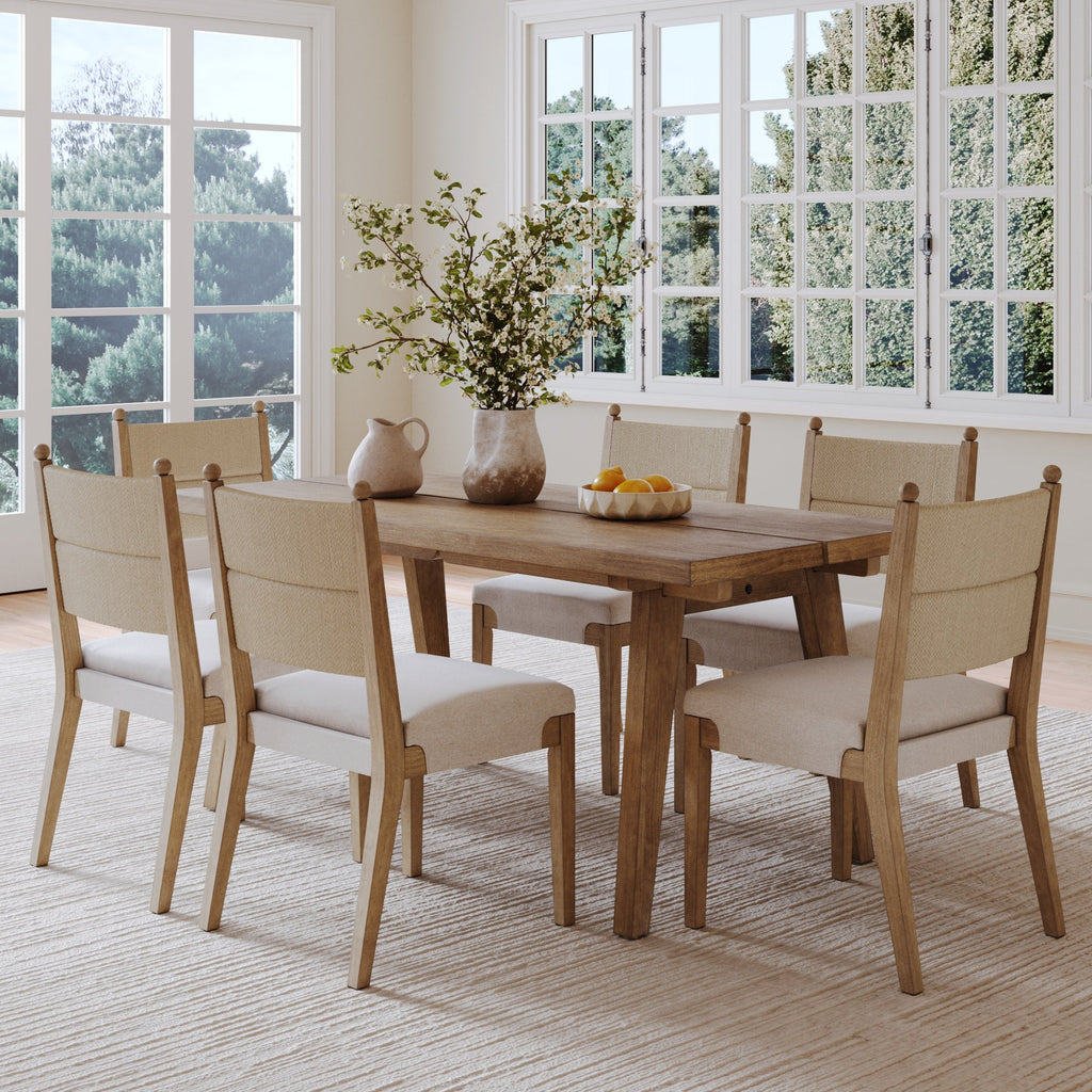 Boho Seagrass Dining Table Set (6 Chair)