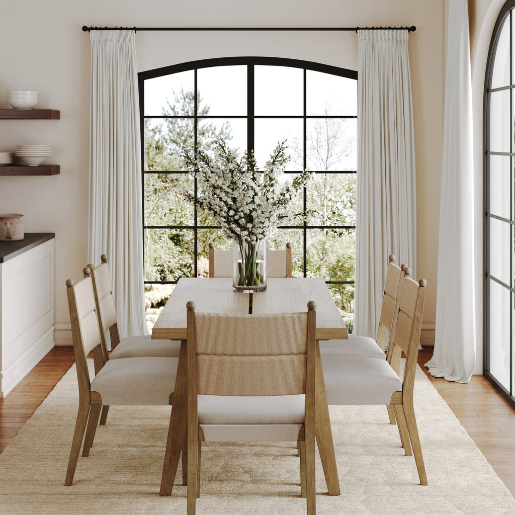 Boho Seagrass Dining Table Set (6 Chair)