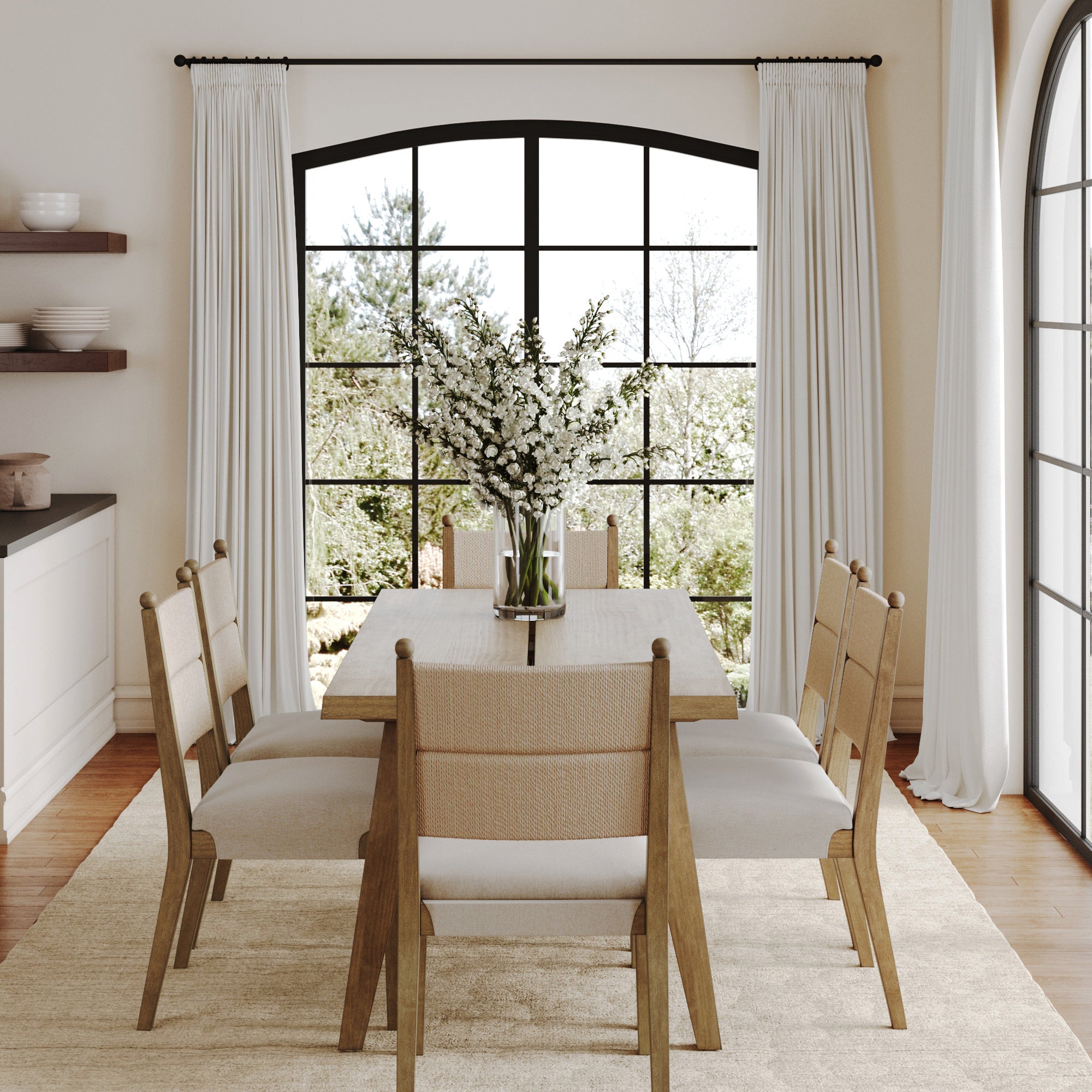 Boho Seagrass Dining Table Set (6 Chair)
