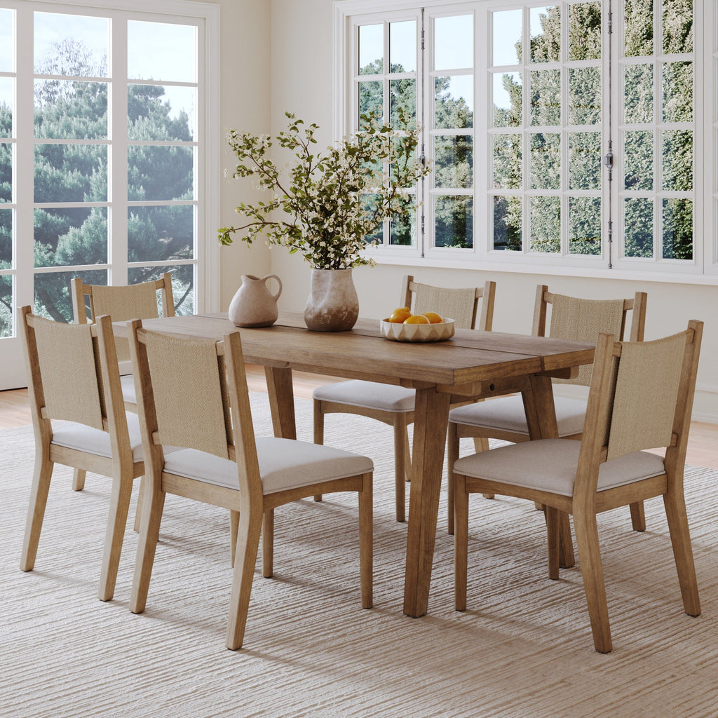Bohemian Wooden Dining Table Set (6 Chair)
