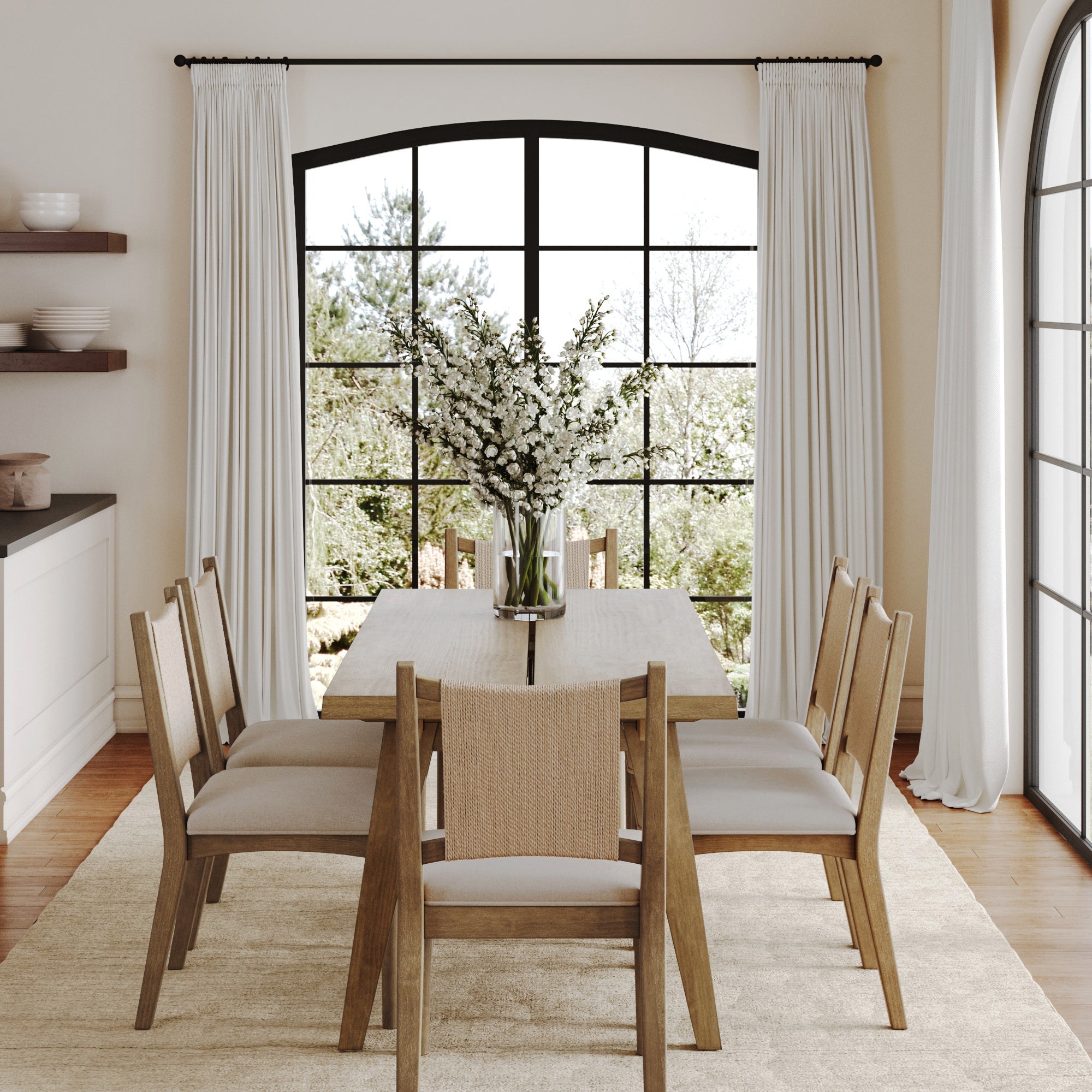 Bohemian Wooden Dining Table Set (6 Chair)