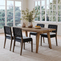 Mid Century Faux Leather Dining Set Black (4 Chair)