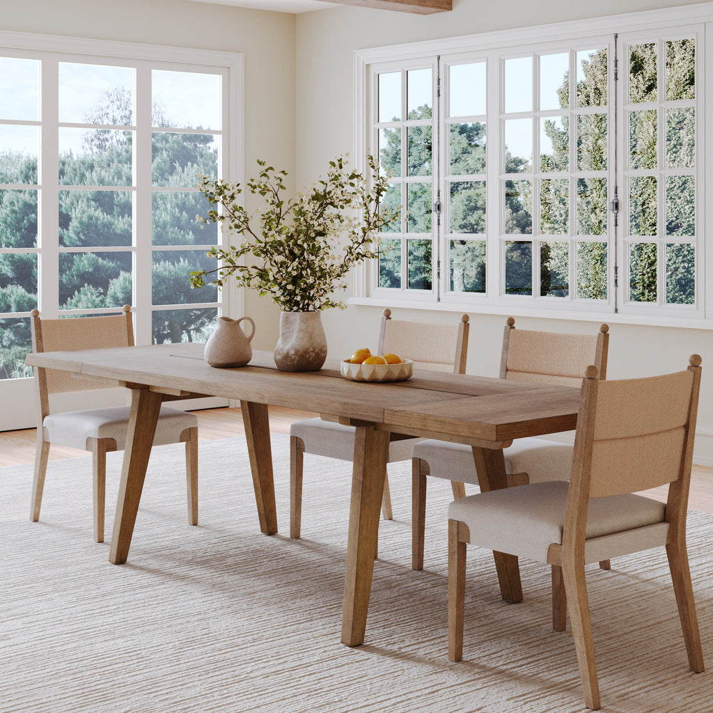 Farmhouse Wooden Dining Table with Leaf Extension