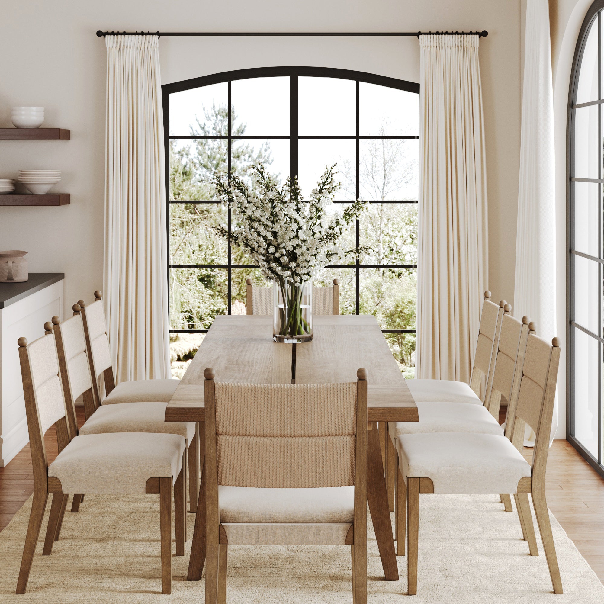 Farmhouse Wooden Dining Table with Leaf Extension