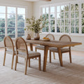 Extendable Boho Rattan Dining Table Set (4 Chair)