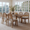 Extendable Boho Rattan Dining Table Set (6 Chair)
