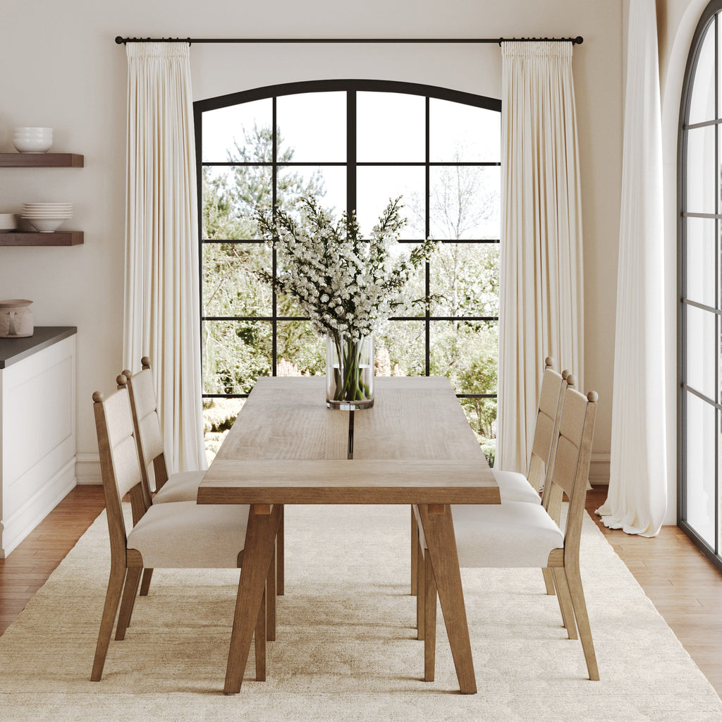 Extendable Bohemian Seagrass Dining Table Set (4 Chair)