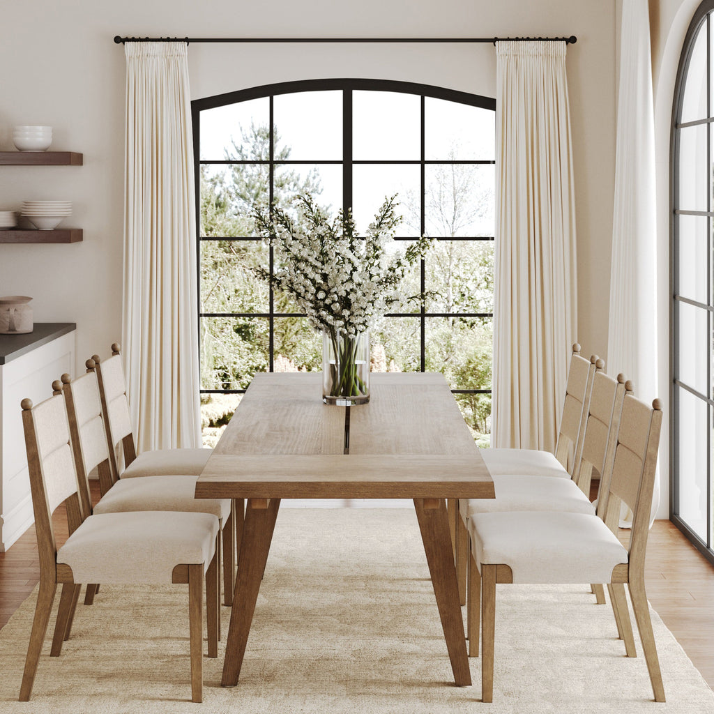 Extendable Bohemian Seagrass Dining Table Set (6 Chair)