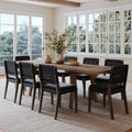 Extendable Woven Faux Leather Dining Set Black (8 Chair)