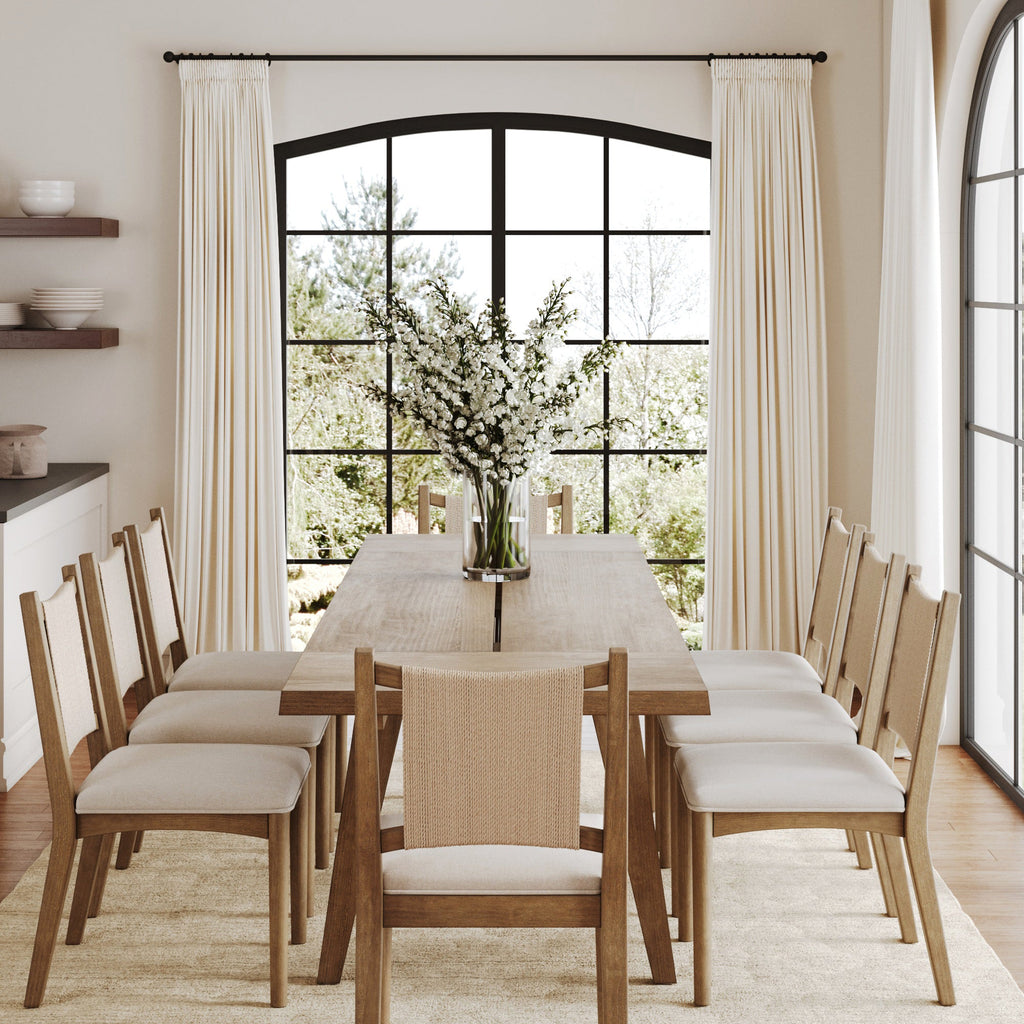 Bohemian Wooden Dining Table Set (8 Chair)